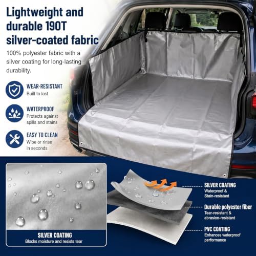 BBTO SUV Cargo Liner with Sides Lightweight 190t Silver Coated Fabric Trunk Mat - Image 4