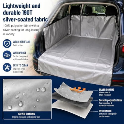 BBTO SUV Cargo Liner with Sides Lightweight 190t Silver Coated Fabric Trunk Mat - Image 4