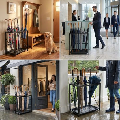 Folding Umbrella Storage Stand Rack Holder Organizer Free Standing Industrial - Image 2
