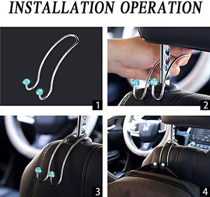 SAVORI Auto Hooks Bling Car Hangers Organizer Seat Headrest Hooks Strong and - Image 5