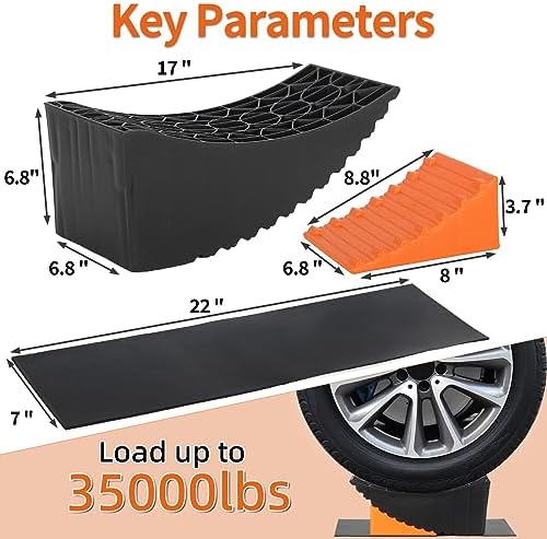 OULEME 6" Raised Tire Ramp Aid, Curved Tandem Wheel Leveler & Chock 1PK - Image 3