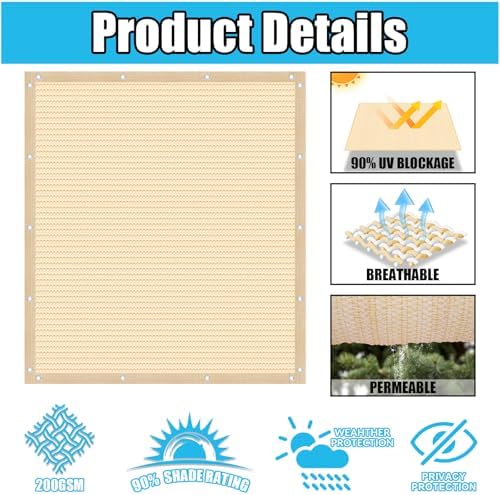 Amagenix 90% Pergola Shade Cover 8' X 10' Sun Shade Cloth - Image 3