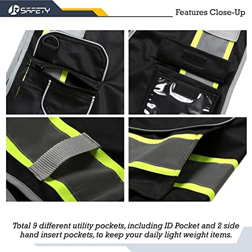 JKSafety Safety Vest for Men Women Reflective Hi Vis JK901 Black M - Image 4