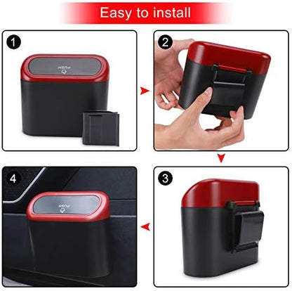 Accmor Car Trash Can with Lid, Mini Vehicle Dustbin Garbage Organizer Bin Holder - Image 5