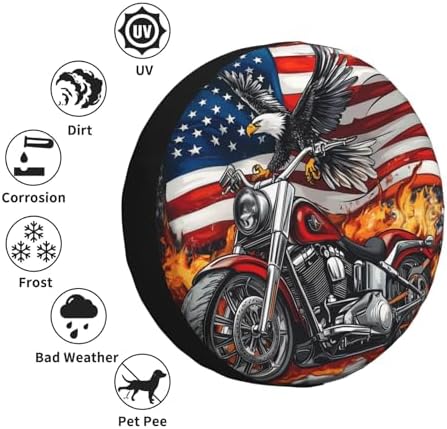 Spare Tire Cover for RV Camper, American Flag Eagle Motorcycle Tire Cover - Image 5