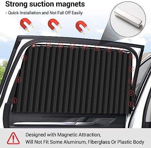 ZATOOTO Car Magnetic Side Window Sun Shades, Car Sunshades Curtains, 2 Pack - Image 3