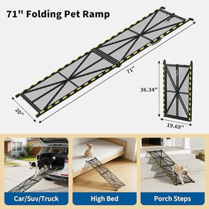71" × 20" Vehicle Pet Ramp, Steel Dog Ramp - Image 2