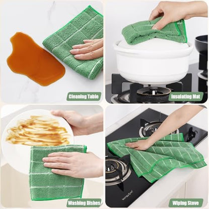 Homaxy Microfiber Kitchen Towels and Dishcloths Sets, 20 Pack, Grass Green - Image 5
