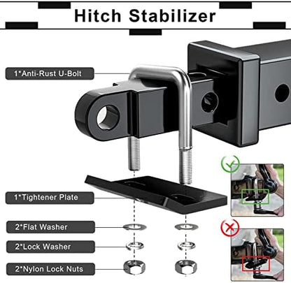 Hitch Tightener for 1.25" and 2" Hitches LIBERRWAY U-Shaped Iron Hitch - Image 3