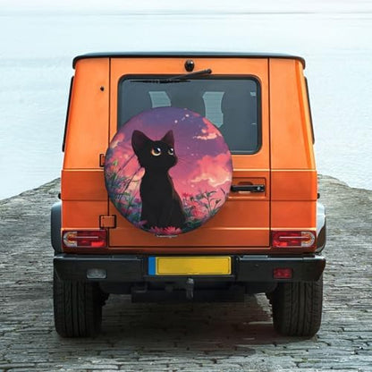 Black Cat Spare Tire Cover Waterproof Wheel Cover 16 Inch Universal Fit - Image 2
