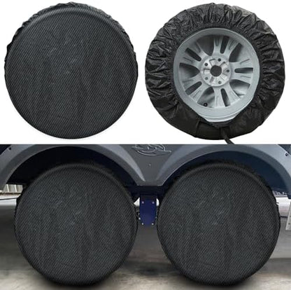 Season Guard 4Pack Carbon Fiber Tire Cover, Fit Truck SUV RV Trailer Camper - Image 2