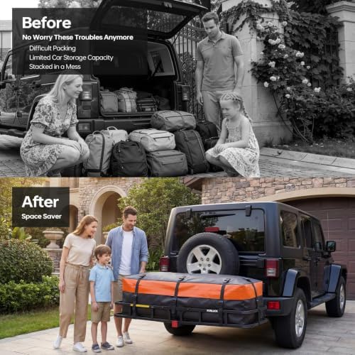 Forluck Waterproof Hitch Mount Cargo Carrier Bag, 15 Cubic Feet Soft Shell - Image 7