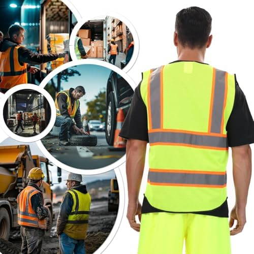 JKSafety Safety Vest for Men Women Hi Vis Reflective Vest JK220 OBlack 5XL - Image 6