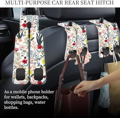 PU Leather Car Seat Hook, Storage Headrest Hanger, Cute Car Backseat Organizer - Image 2