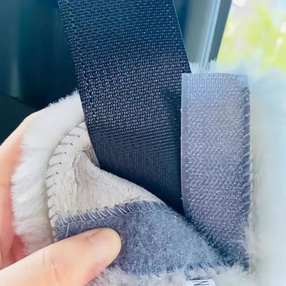 AOGELAN Fluffy Fuzzy Genuine Sheepskin Car Seat Belt Covers - Image 4