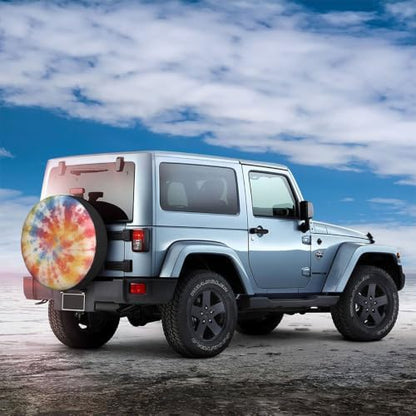 Tie Dye Spare Tire Cover Waterproof Wheel Cover 15 Inch Universal Fit - Image 3
