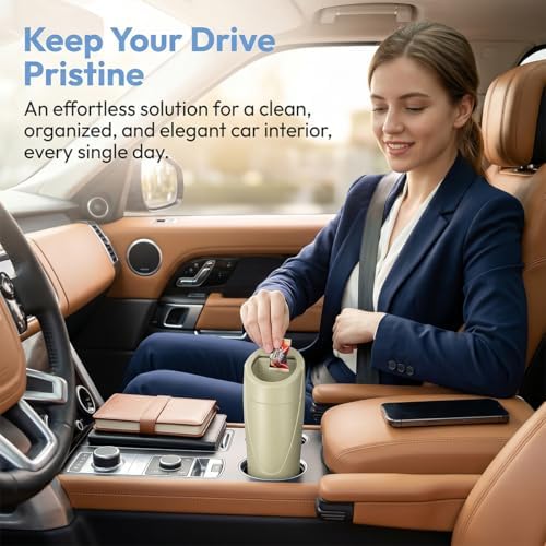 Car Trash Bin with Lid, Leak-Proof Portable Vehicle Cup Holder Garbage Can - Image 4