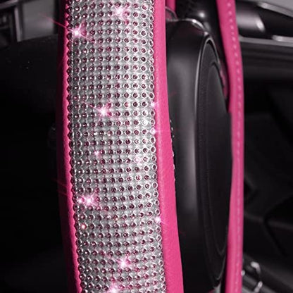 CAR PASS Bling Diamond Leather Steering Wheel Cover, - Image 4