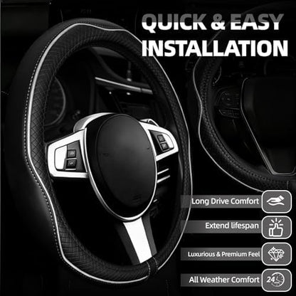 NBTEPEM 6 PCS Car Steering Wheel Cover Set, Microfiber Leather Steering Wheel - Image 2