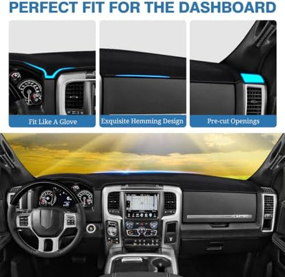 FIILINES Dash Cover for 2009 2010-2018 Dodge Ram 1500 2500 3500, Dashboard Mat - Image 4