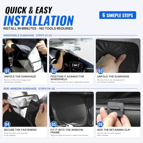 9PCS Car Window Shades for Chevy Traverse 2018-2022, Full Set Windshield Side - Image 7