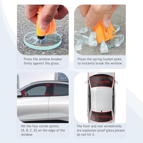 16Pcs Car Window Breaker Seatbelt Cutter Keychain, 3 in 1 Emergency Escape Tool - Image 5