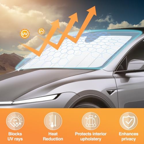 KUST Windshield Sun Shade for Tesla Model Y 2019-2024 Foldable Thicken Window - Image 3
