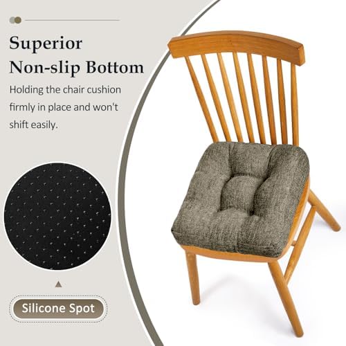 downluxe Chair Cushions for Dining Chairs 4 Pack, Tufted Indoor Chair Pads - Image 3