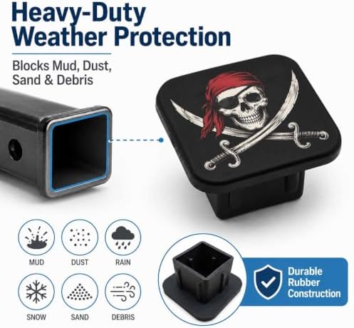 Trailer Hitch Covers Pirate Skull Flag Heavy Duty 2 Inch Hitch Cover - Image 6