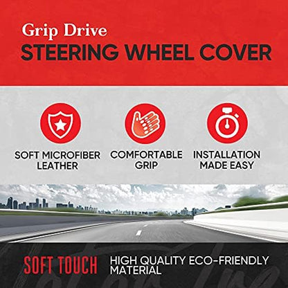 Motor Trend GripDrive Gray Carbon Fiber Steering Wheel Cover, Standard 15 inch - Image 2