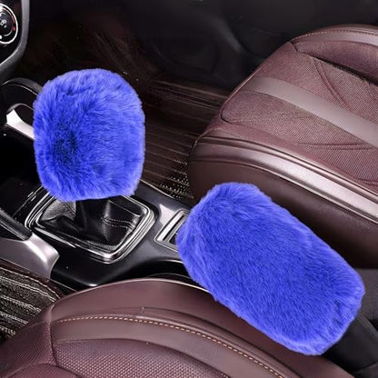 Hovom 2PCS Fluffy Car Gear Shift Knob Cover & Handbrake Cover, Royal Blue by Hovom