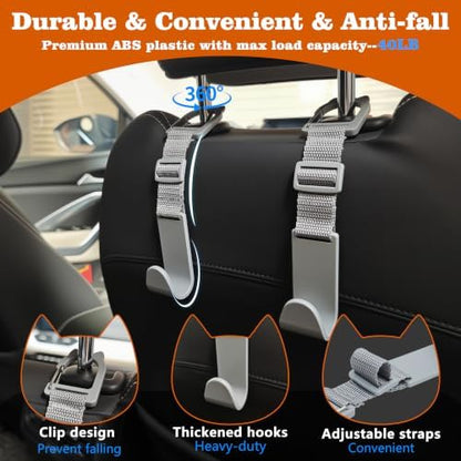 Amooca Anti-drop Car Headrest Hooks 4 Pack Seat Organizer - Image 6