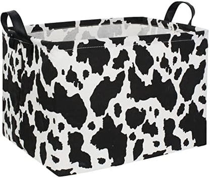 Rectangle Cow Basket Cow Print Storage Bins Cute Canvas Organizer Bin by DDBASKET