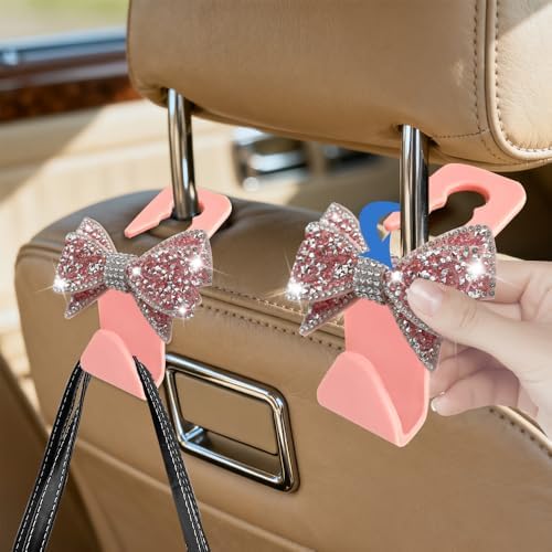 2PCS Car Seat Headrest Hooks, Car Bag Hooks, Cute Bow Knot Vehicle Seatback - Image 4