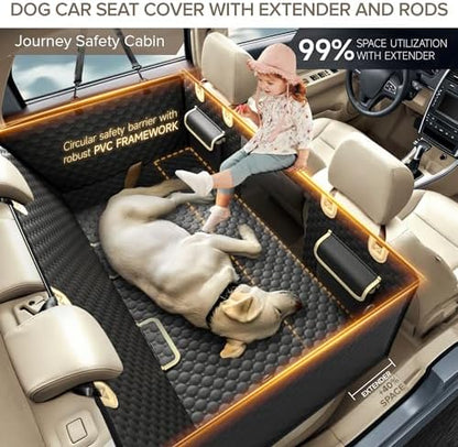 Back Seat Extender for Dogs, PVC Rods Support and Hard Bottom Car Seat Cover - Image 2