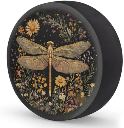 Spare Tire Cover for RV Trailer, Dragonfly Flower Waterproof Sun Leather Wheel - Image 2