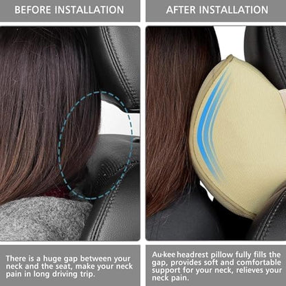 Aukee Car Headrest Pillow Memory Foam Car Neck Pillow Soft Leather Headrest - Image 4