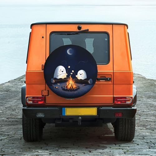 Ghost Roasting Marshmallows Spare Tire Cover Waterproof Wheel Cover 15 Inch - Image 2