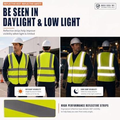 AYKRM 12 colour High visibility viz vest hi vis viz reflective work - Image 3
