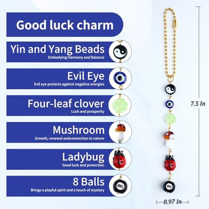 Car Rear View Mirror Accessories Mushroom Car Hanging Ornament, Evil Eye Witchy - Image 4