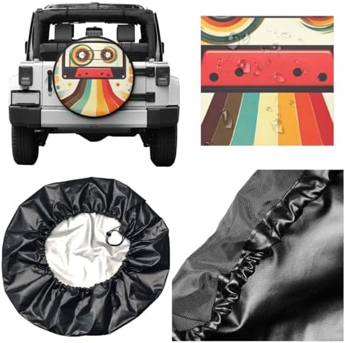 Spare Tire Cover，Retro Disco Tape Camper Spare Tire Cover Waterproof Sun - Image 5