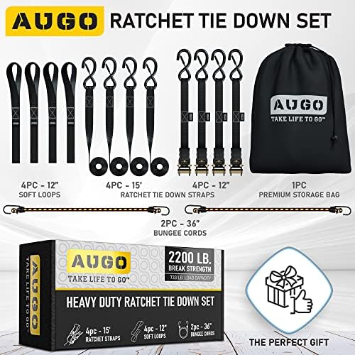 AUGO Ratchet Straps Heavy Duty 4 Pack -15 FT - 2200 LB Break Strength – Ratchet - Image 5