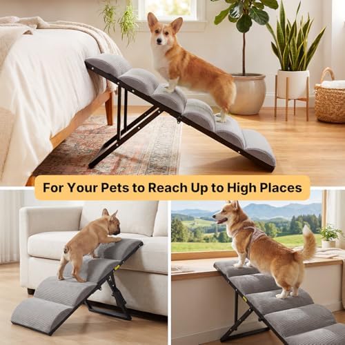Veehoo Dog Ramp for Bed Couch Small Large Dogs, Foldable Pet Ramp 17“-23''H - Image 6