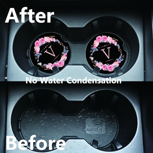 2pcs Letter V Car Coasters, Absorbent Universal neoprener Cup Holder Coasters - Image 5