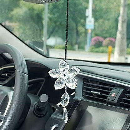 Crystal Flower Rear View Mirror Pendant Car Hanging Ornament Lucky Accessory by ATMOMO