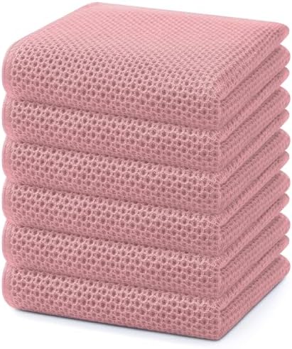 Homaxy 100% Cotton Waffle Weave Kitchen Dish Towels 6-Pack, Dried Rose by Homaxy