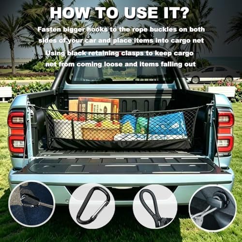 Cargo Net for Toyota Tacoma Pickup Trunk Car Rear Tailgate Touring Netting - Image 5