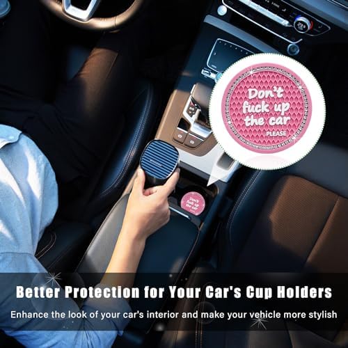 Ziciner 4 Pack Bling Car Cup Holder Coaster, 2.75 Inch Anti-Slip Auto Insert - Image 4