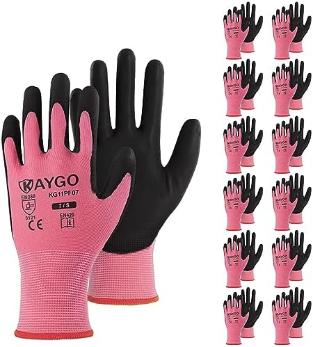 KAYGO Safety Work Gloves for Men Women, PU Coated Palm & Fingers by KAYGO