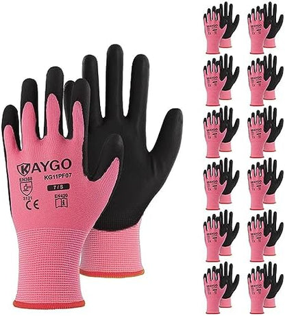 KAYGO Safety Work Gloves for Men Women, PU Coated Palm & Fingers by KAYGO